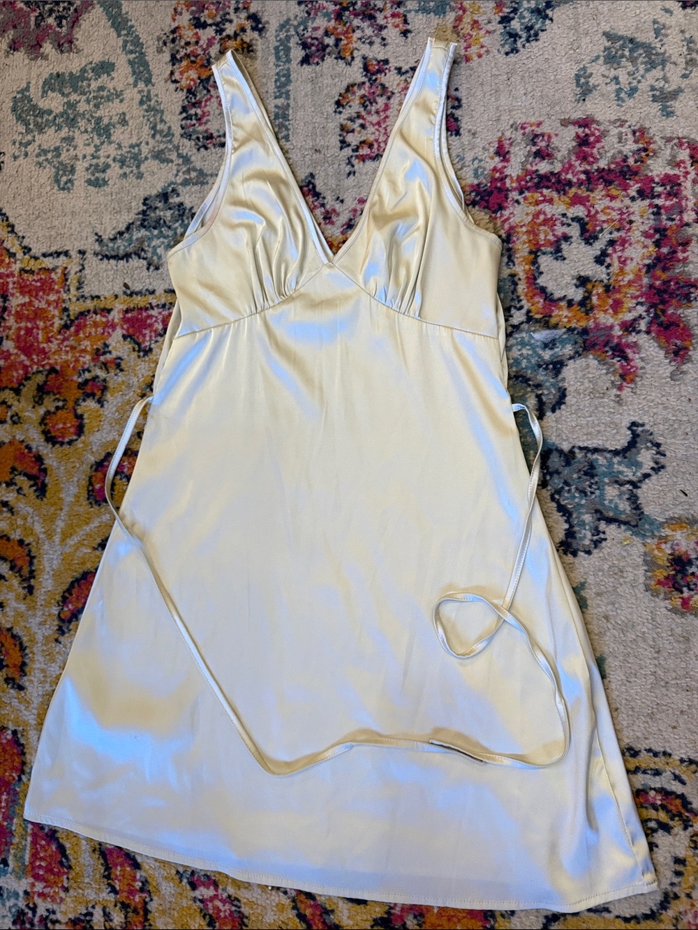Silky light green V-Neck Slip Dress